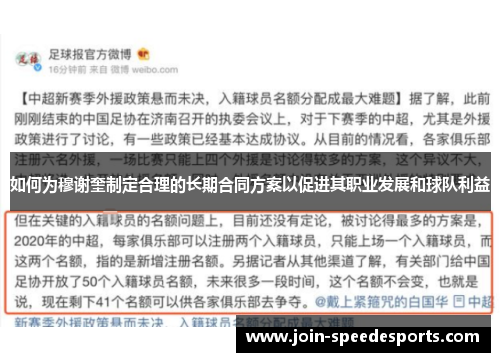 如何为穆谢奎制定合理的长期合同方案以促进其职业发展和球队利益